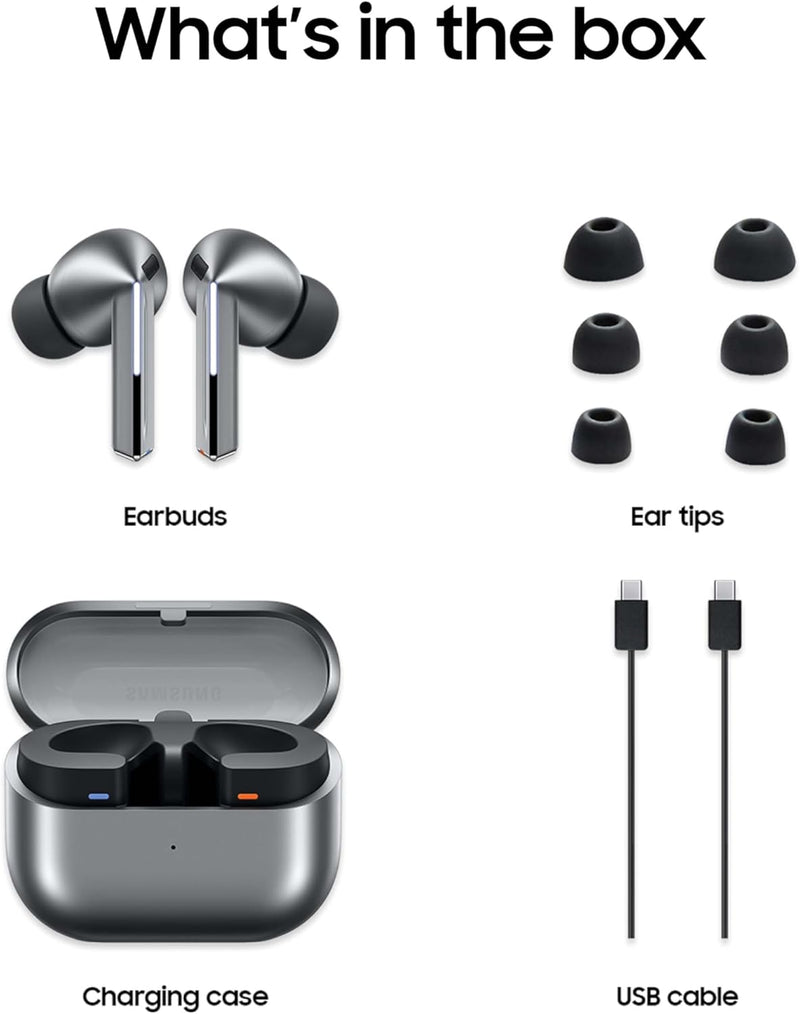 SAMSUNG Galaxy Buds 3 Pro AI True Wireless Bluetooth Earbuds, Noise Cancelling, Sound Optimization, Real-Time Interpreter, Redesigned Comfort Fit, Silver [Korean Version Seller 1yr Warranty]