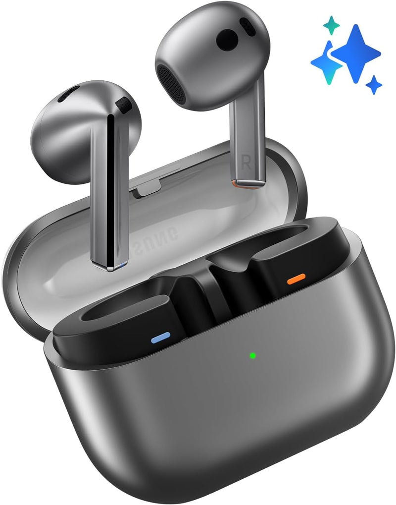 SAMSUNG Galaxy Buds 3 AI True Wireless Bluetooth Earbuds, Noise Cancelling, Sound Optimization, Real-Time Interpreter, Redesigned Comfort Fit, Silver [Korean Version Seller 1yr Warranty]